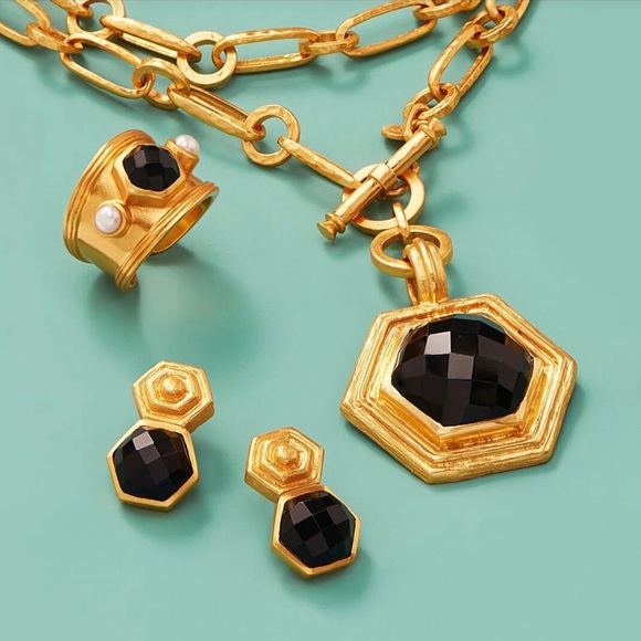 NWT Authentic Rare Luxury Julie Vos Iridescent Charcoal Blue Statement Necklace - Picture 5 of 17